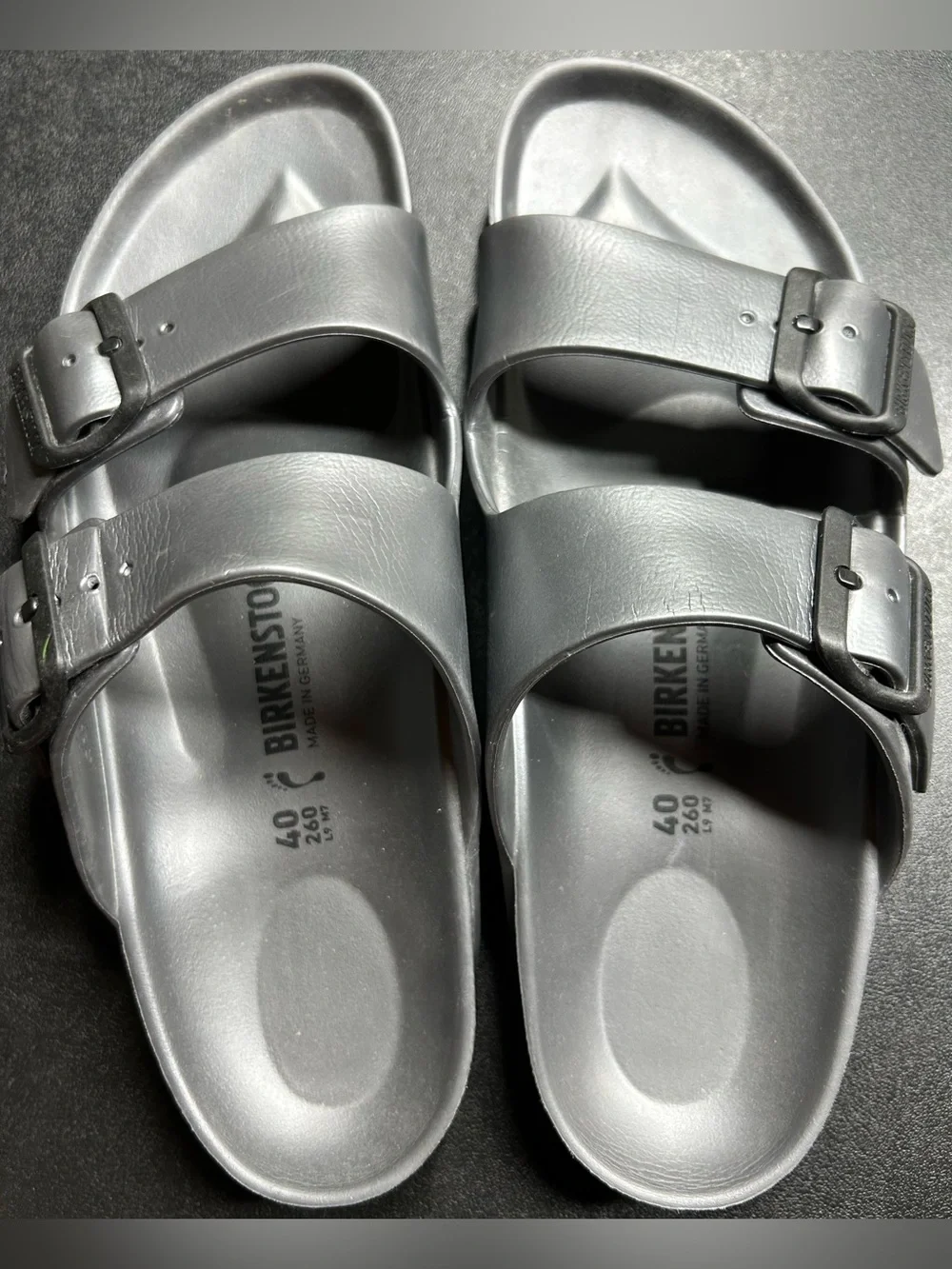 Birkenstock Size EU 40 US 9-9.5 Arizona Gray Rubber Slip-Ons Slides Sandals